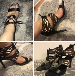 Charles by Charles David Chic Brown & White Zebra Animal Print 3.5”Heel Like New